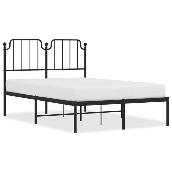 vidaXL Metal Bed Frame without Mattress with Headboard Black 120x190cm