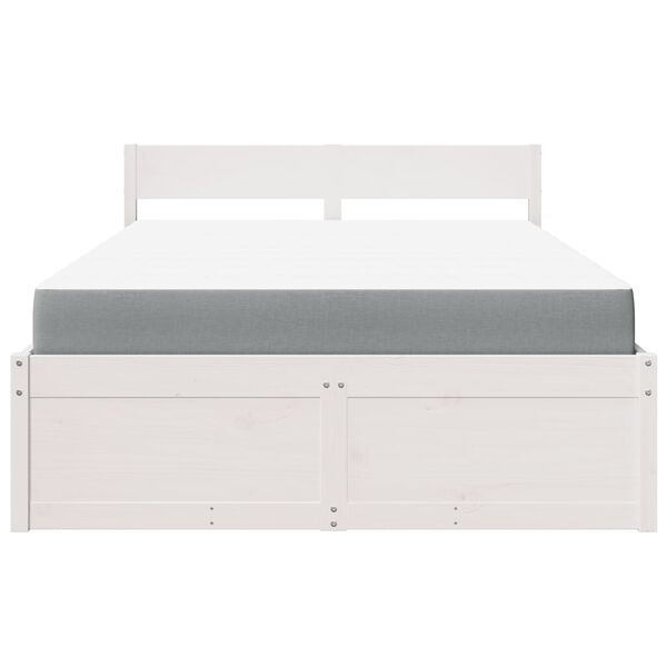 vidaXL Bed with Drawers and Mattress White 120x190 cm Small Double Solid Wood Pine