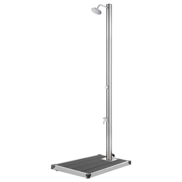 vidaXL Garden Shower with Grey Base 220 cm Stainless Steel