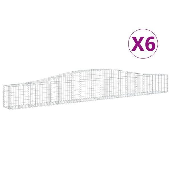 vidaXL Arched Gabion Baskets 6 pcs 400x30x40/60 cm Galvanised Iron