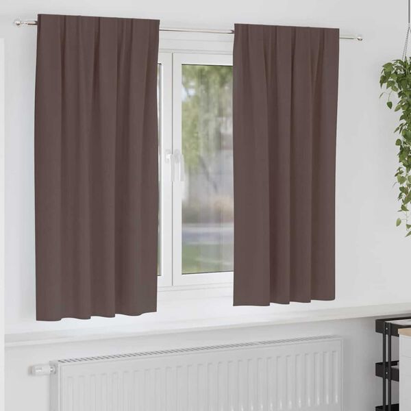 vidaXL Blackout Curtains with Rings 2 pcs Dark Brown 175 x 140 cm