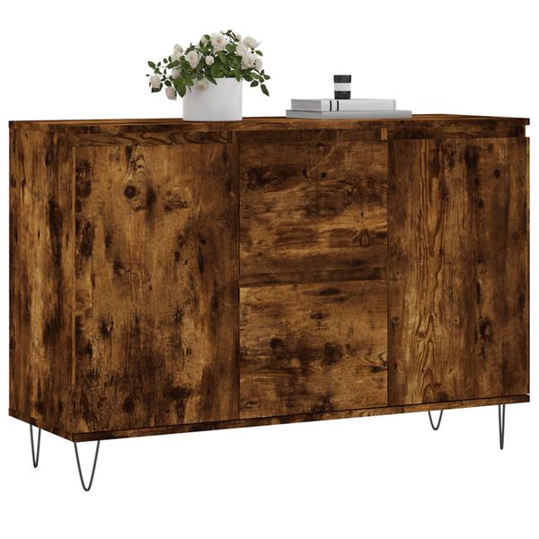 vidaXL Sideboard Smoked Oak 101.5x35x70 cm Engineered Wood