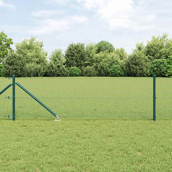 vidaXL Fence Post Green 100 x 0.6 m (16 x 16 mm mesh) Steel and PVC