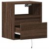 vidaXL TV Wall Cabinet with LED Lights Brown Oak 41x31x45 cm
