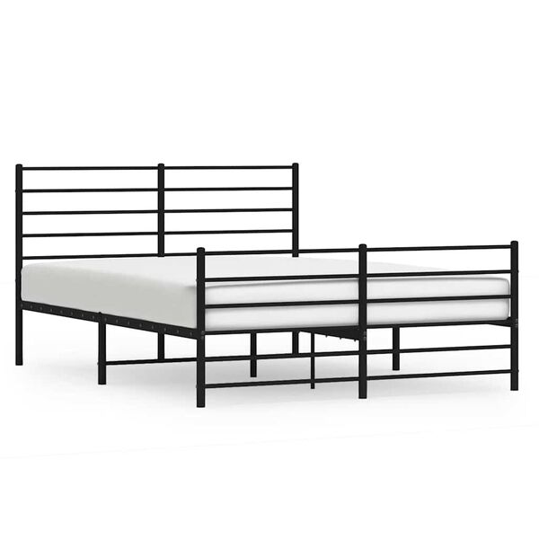 vidaXL Metal Bed Frame without Mattress with Footboard Black 140x190cm