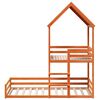 vidaXL Bunk Bed with Roof Wax Brown 90x190 cm Solid Wood Pine