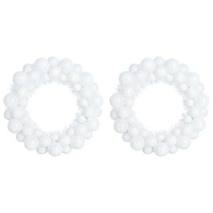 vidaXL Christmas Ball Wreathes 2 pcs White 33 x 33 x 7 cm Polystyrene