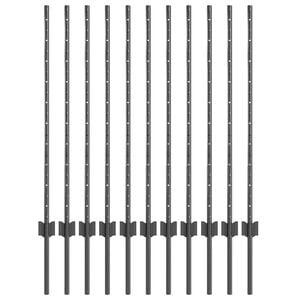 vidaXL Embedded Fence Post 11 pcs Grey 140 cm Powder-Coated Steel