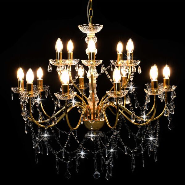 vidaXL Chandelier 2-layer Golden 15 x E14 Bulbs