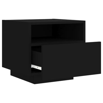 vidaXL Bedside Cabinets with LED Lights 2 pcs Black 40x39x37 cm