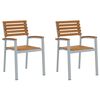 vidaXL Garden Chair 2 pcs Brown Solid Acacia Wood Stackable