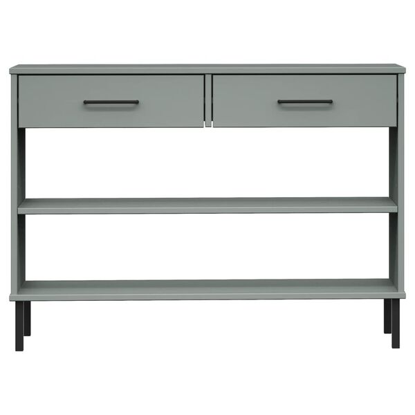 vidaXL Console Cabinet with Metal Legs Grey Solid Wood Pine OSLO