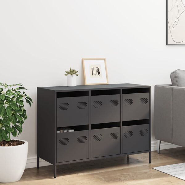 vidaXL Sideboard&nbsp;Black 101.5x39x73.5 cm Cold-rolled Steel