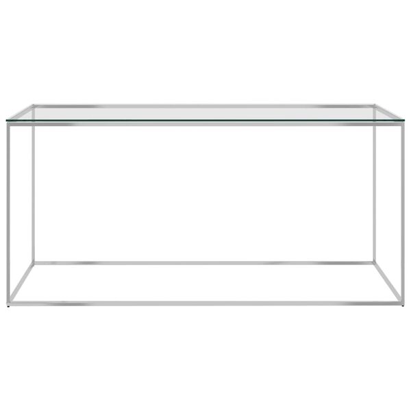 vidaXL Coffee Table Silver 90x50x43 cm Stainless Steel and Glass