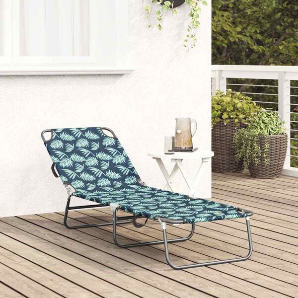vidaXL Folding Sun Lounger Folding Green 56 x 189 x 87cm Fabric
