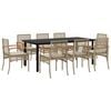 vidaXL 9 Piece Garden Dining Set with Cushions Beige Poly Rattan
