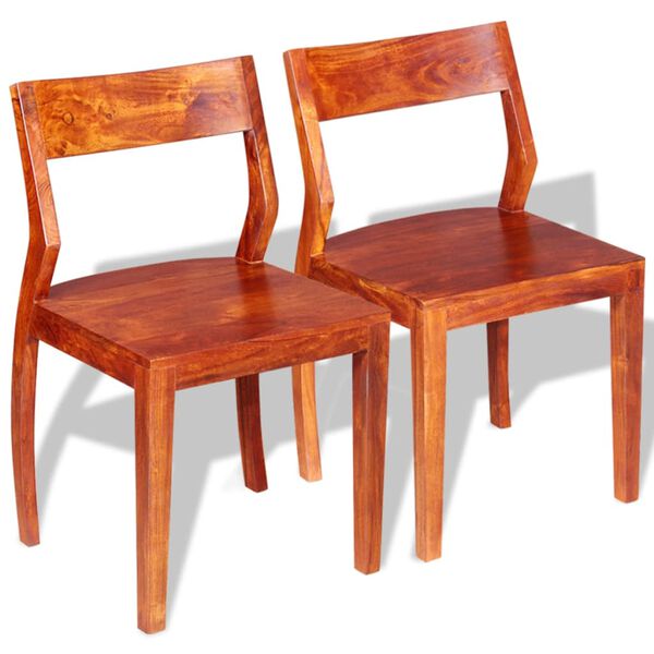 vidaXL Dining Chairs 2 pcs Solid Acacia Wood Acacia