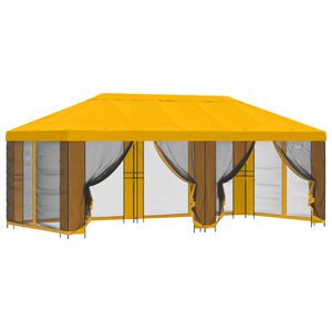 vidaXL Garden Gazebo with Sidewalls 6 x 3 m Yellow Polyester and Steel