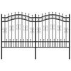 vidaXL Garden Fence with Spear Top Black 240x125 cm Powder-coated Steel