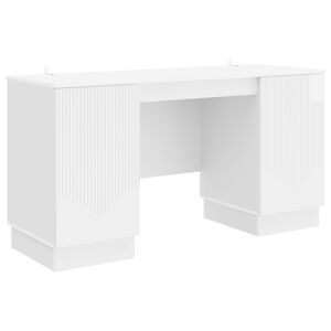 vidaXL Desk High Gloss White 142.5 x 50 x 75 cm Engineered Wood