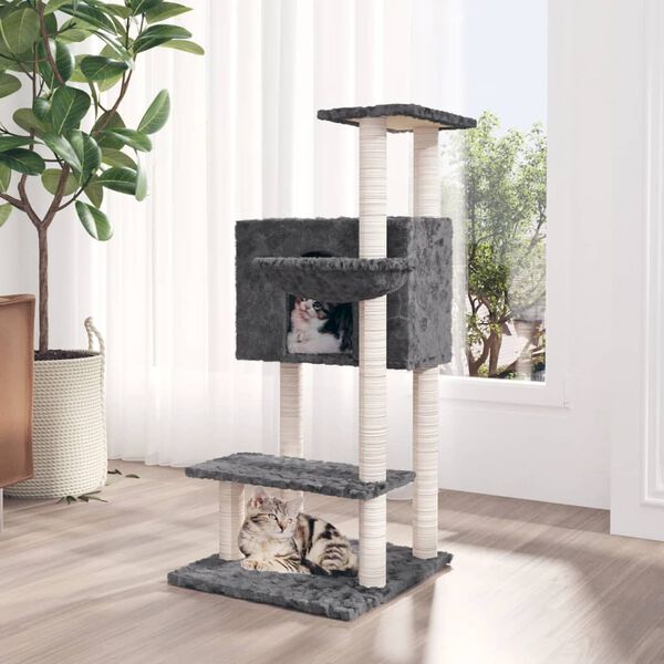vidaXL Cat Tree with Sisal Scratching Posts Dark Grey 108.5 cm