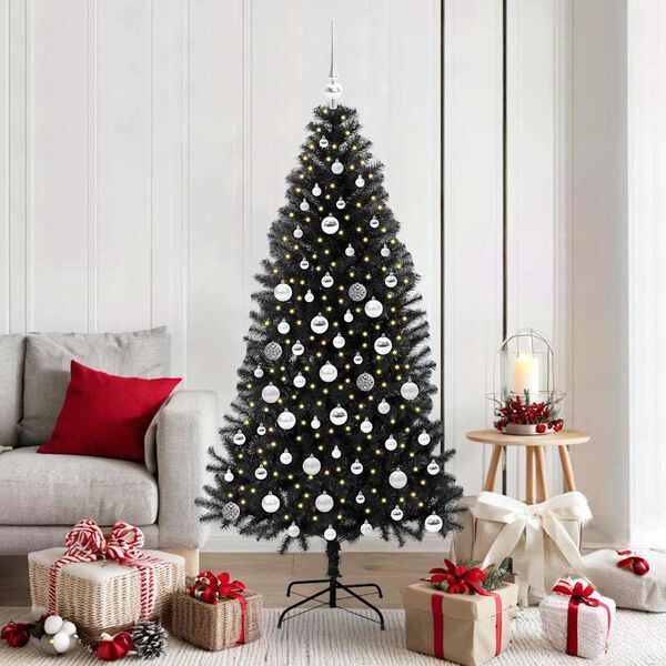 vidaXL Christmas Tree with 300 LEDs with Stand Black 180 cm PVC
