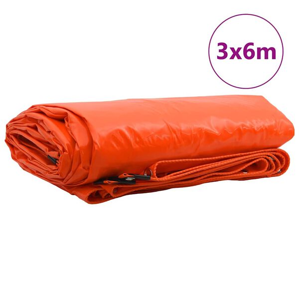 vidaXL Tarpaulin 650g / m² Orange 3 x 6 m Canvas with PVC Coating