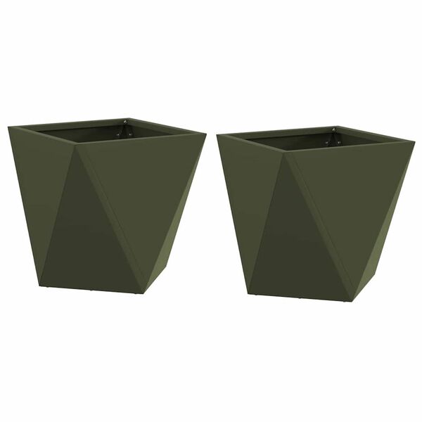 vidaXL Planter 2 pcs Olive Green 30 x 30 x 30 cm Steel