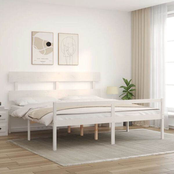 vidaXL Senior Bed without Mattress White 200x200 cm Solid Wood