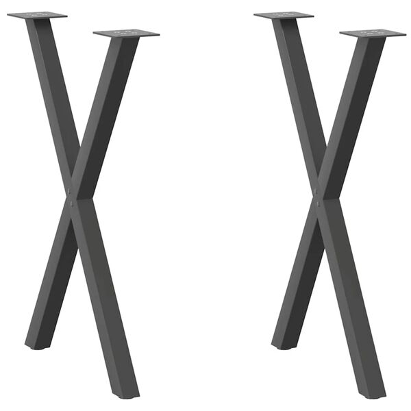 vidaXL Dining Table Legs X-Shaped 2 pcs Anthracite 57x(72-73) cm Steel