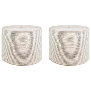 vidaXL Jute Twine 2 pcs 2 mm White 100% Tossa jute