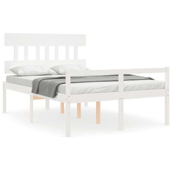 vidaXL Senior Bed without Mattress White Small Double Solid Wood