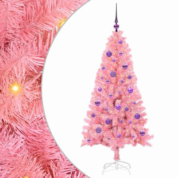 vidaXL Christmas Tree with 150 LEDs with Stand Pink 150 cm PVC