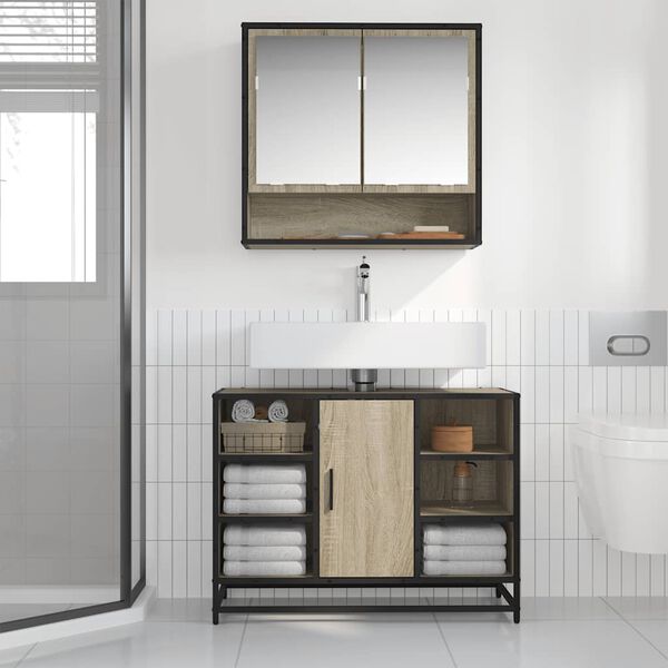 vidaXL Bathroom Sink Cabinet Sonoma Oak 80x33x60 cm Engineered Wood