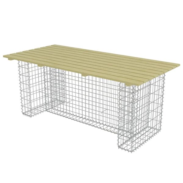 vidaXL Garden Table with Steel Gabion 180x90x74 cm Pinewood