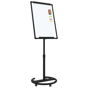 vidaXL Magnetic Whiteboard Height Adjustable Manual White and black