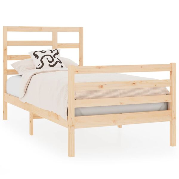 vidaXL Bed Frame without Mattress Solid Wood 75x190 cm Small Single