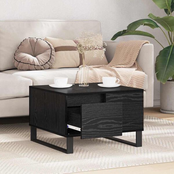 vidaXL Coffee Table Black Oak 55 x 55 x 36.5 cm Engineered Wood
