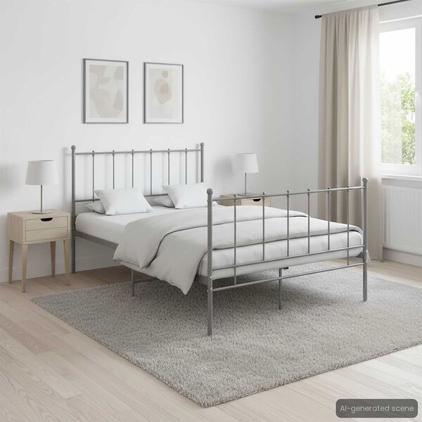 vidaXL Bed Frame without Mattress Grey Metal 120x200 cm
