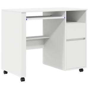 vidaXL Desk with Wheels White 91 x 50 x 77 cm Engineered Wood