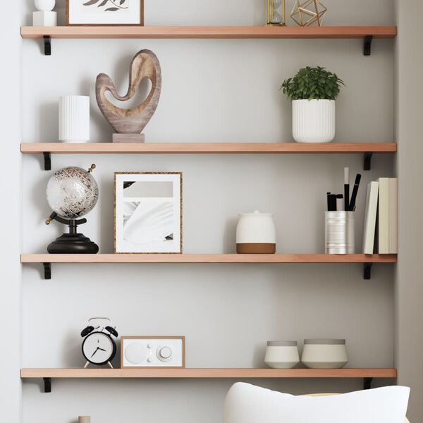 vidaXL Wall Shelf Light Brown 100x10x2 cm Treated Solid Wood Oak