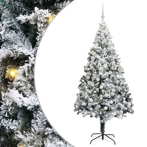 vidaXL Artificial Christmas Tree with 300 LEDs with Stand White 180 cm