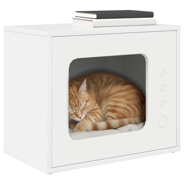 vidaXL Cat House Gloss White 51 x 30 x 42 cm Engineered Wood