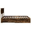 vidaXL Bed Frame with Drawer Smoked Oak 150 x 200 cm Engineered Wood