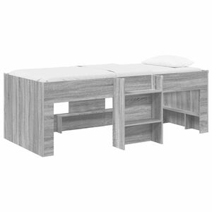 vidaXL Kids'High Bed Frame Grey Sonoma 75 x 190 cm Engineered Wood