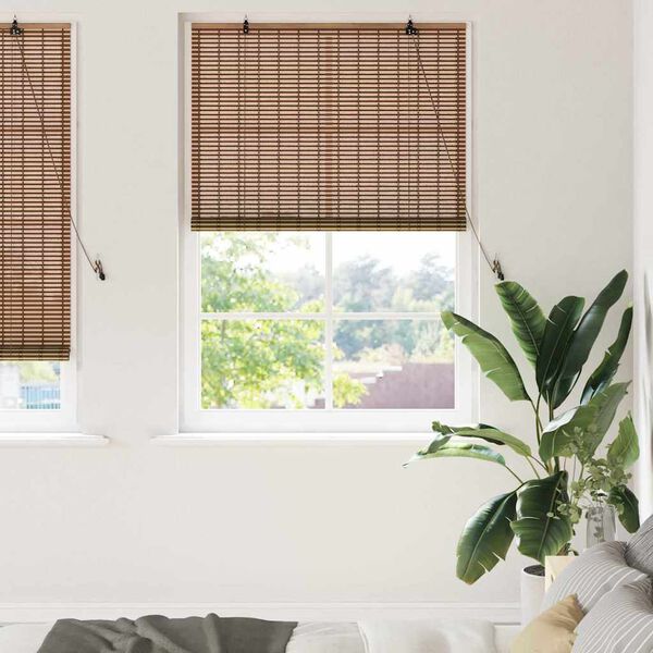 vidaXL Roller Blind with Curtains Manual Brown 120 x 220 cm Bamboo