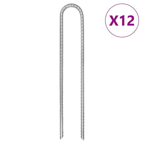 vidaXL Tent Pegs 12 pcs U-shaped 30 cm Ø7 mm Galvanised Steel