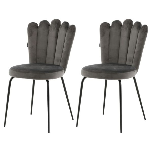 Venture Home Dining Chairs 2 pcs Limhamn Velvet Black and Grey