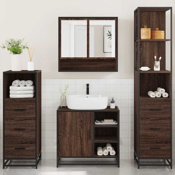 vidaXL 4&nbsp;Piece Bathroom Furniture Set&nbsp;Brown Oak Engineered Wood