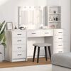 vidaXL Dressing Table with Mirror Lights 3 pcs White Engineered Wood